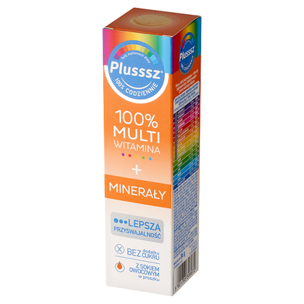 Plusssz 100% Multiwitamina + Minerały, 20 tabletek musujących - 5901785306972