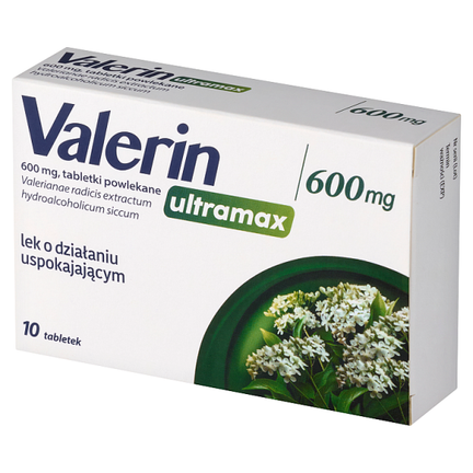 Valerin ultramax 600 mg, 10 tabletek powlekanych - PRODUKT LECZNICZY NIEREFUNDOWANY OTC