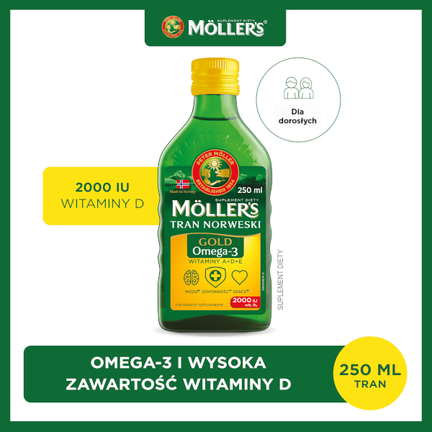 Möller's Gold Tran Norweski, cytrynowy, 250 ml - SUPLEMENT DIETY