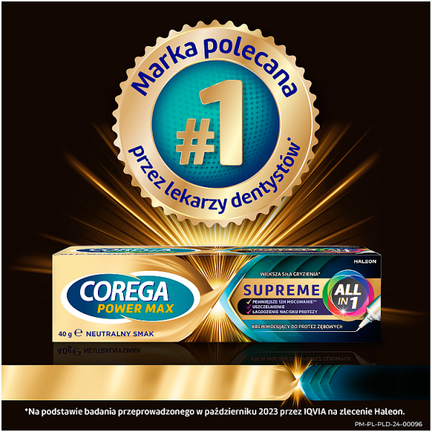 Corega Power Max Supreme All-in-1, krem mocujący do protez zębowych, 40 g