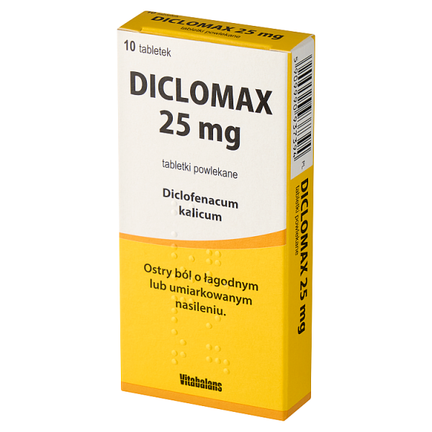 Diclomax 25 mg, 10 tabletek powlekanych - PRODUKT LECZNICZY NIEREFUNDOWANY OTC