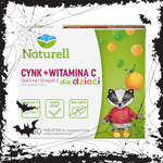 Naturell, Cynk Organiczny + Witamina C dla dzieci, 60 tabletek do żucia 