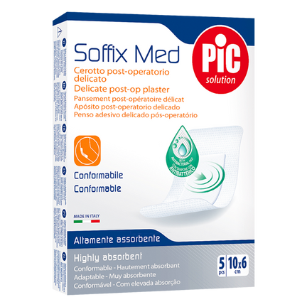 PiC Solution Soffix Med, antybakteryjne plastry pooperacyjne, 10 x 6 cm, 5 sztuk - zdjęcie produktu
