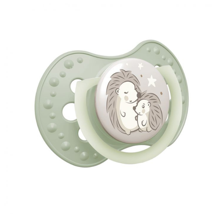 Smoczek silikonowy dynamiczny LOVI Hedgehog Night&Day, 6-18 m, 2 sztuki - PRODUKT HIGIENICZNY