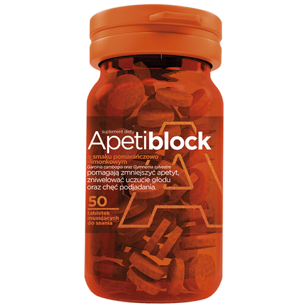 Apetiblock, 50 tabletek musujących do ssania o smaku pomarańczowo-limonkowym - zdjęcie produktu