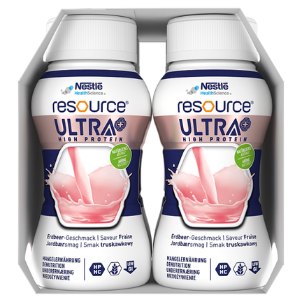 Resource Ultra +, truskawka, 4 x 125 ml - ŻYWNOŚĆ SPECJALNEGO PRZEZNACZENIA MEDYCZNEGO