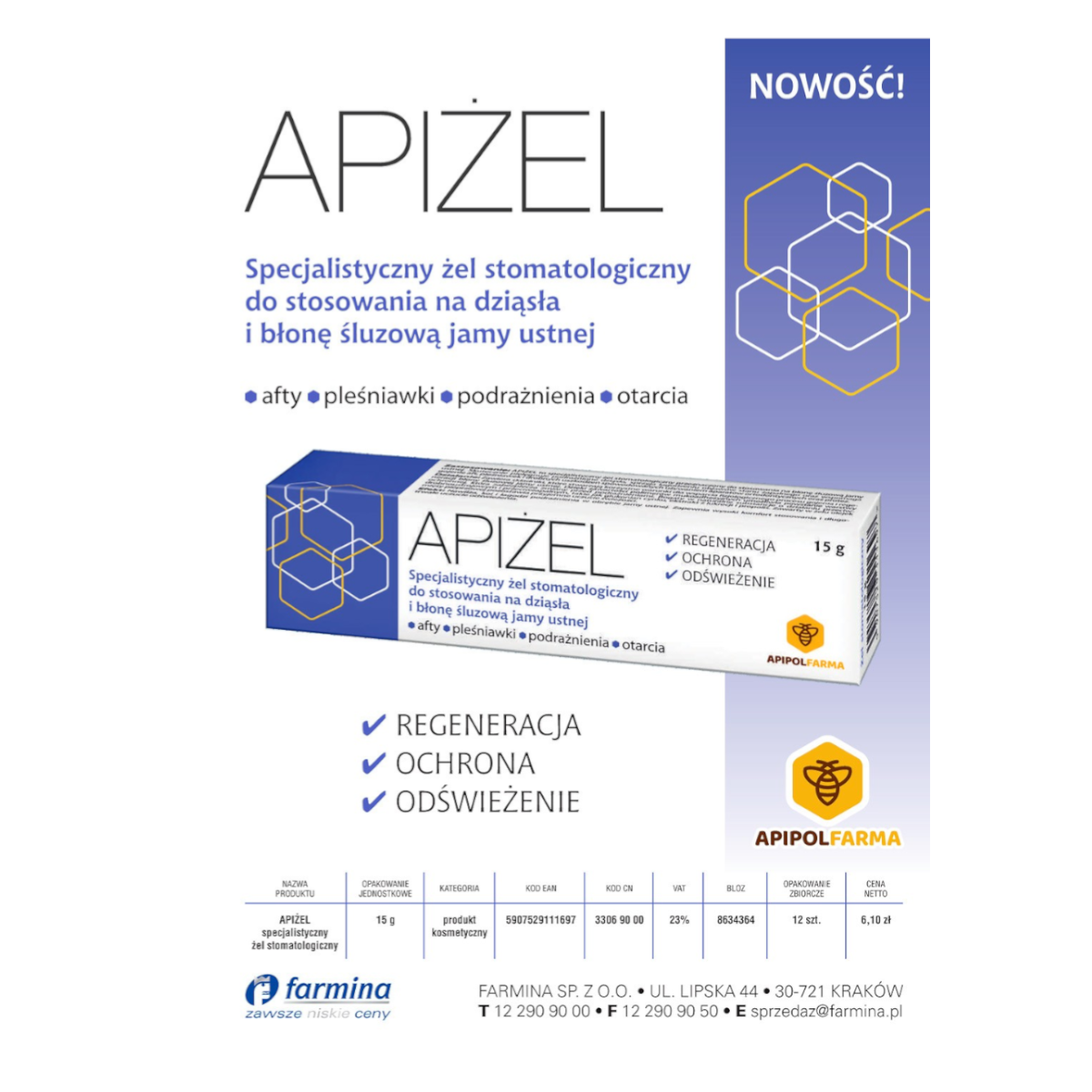 Apiżel, żel stomatologiczny, 15g