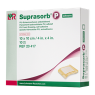 Suprasorb P, 10 cm x 10 cm, samoprzylepny opatrunek z pianki poliuretanowej, 1 opatrunek