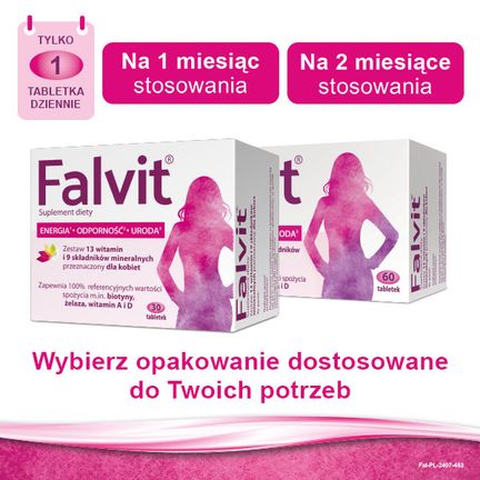 Falvit, witaminy i minerały dla kobiet, 30 tabletek - Dorosły