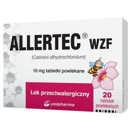 Allertec WZF 10 mg, 20 tabletek powlekanych - zdjęcie produktu