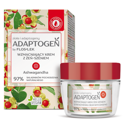 FLOS-LEK Floslek Adaptogen, wzmacniający krem z żeń-szeniem na dzień, 50 ml — Składniki i ocena