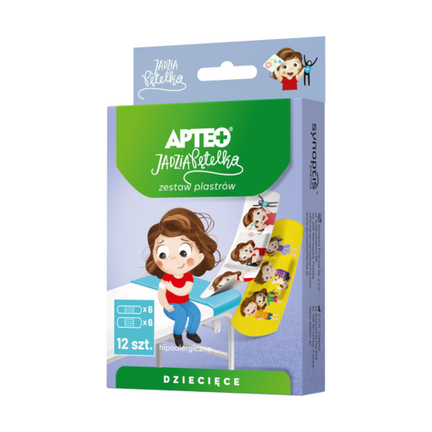Zestaw plastrów dziecięce APTEO, Jadzia Pętelka, 12 sztuk - zdjęcie produktu