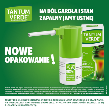 Tantum Verde 1,5 mg/ml, aerozol do stosowania w jamie ustnej i gardle, 30 ml - 5909990018116