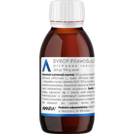 Syrop prawoślazowy Amara 32,9 g/100 g, 125 g - PRODUKT LECZNICZY NIEREFUNDOWANY OTC