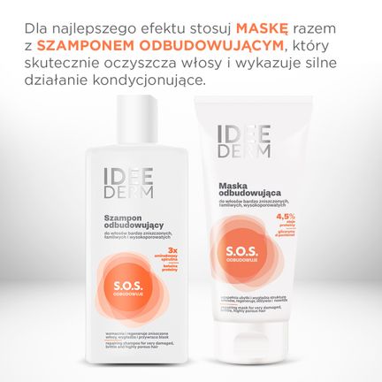 Idee Derm, maska odbudowująca do włosów wysokoporowatych, 200 ml - IDEEPHARM