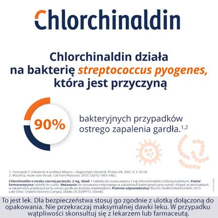 Chlorchinaldin o smaku czarnej porzeczki 2 mg, 20 tabletek do ssania - 5909990986712
