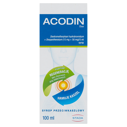 Acodin duo, syrop przeciwkaszlowy 0,3/100 ml - PRODUKT LECZNICZY NIEREFUNDOWANY OTC