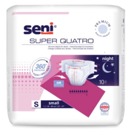 Pieluchomajtki na rzepy Seni Super Quatro, rozmiar S, 10 sztuk - zdjęcie produktu