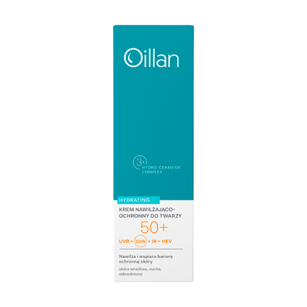 Oillan Hydrating, krem nawilżająco-ochronny do twarzy SPF50+, 50 ml - KOSMETYK