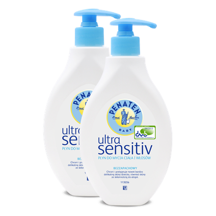 JOHNSON &amp; JOHNSON Penaten Ultra Sensitiv, zestaw promocyjny, płyn do mycia ciała i włosów, 2 x 400 ml — Składniki i ocena