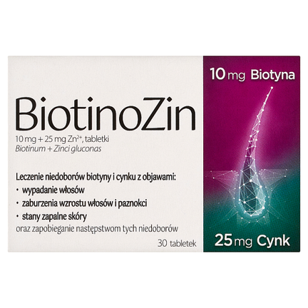 BiotinoZin, 10 mg + 25 mg Zn2+, 30 tabletek - zdjęcie produktu