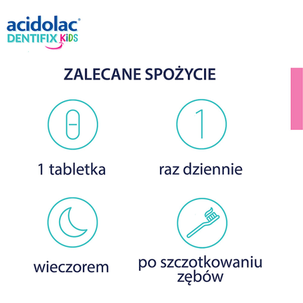 Acidolac Dentifix Kids, smak truskawkowy, 30 tabletek do ssania - TABLETKI
