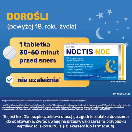Noctis Noc 12,5 mg, 20 tabletek powlekanych - Nasenne