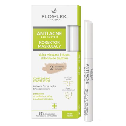 FLOS-LEK Floslek Anti Acne 24H System Korektor maskujący naturalny 2, 1 sztuka — Inhaltsstoffe i ocena