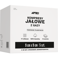 Apteo kompresy jałowe z gazy, 9 cm x 9 cm, 5 sztuk x 20 opakowań