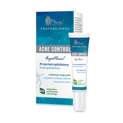 AVA Ava Acne Control Spotless, przeciwtrądzikowy krem punktowy, 15 ml — Składniki i ocena