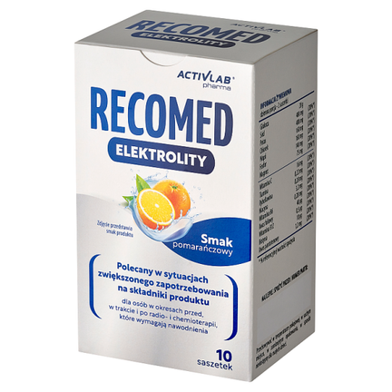 Recomed Elektrolity, smak pomarańczowy, 10 saszetek - ŻYWNOŚĆ SPECJALNEGO PRZEZNACZENIA MEDYCZNEGO