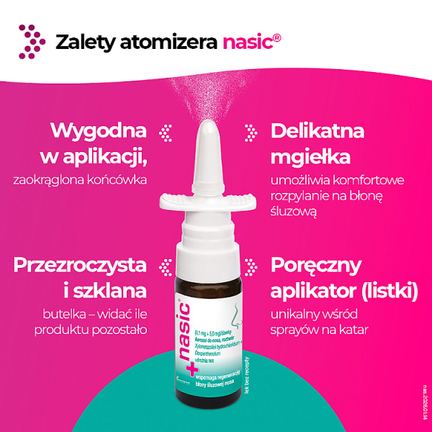 Nasic (0,1 mg + 5,0 mg)/dawkę, aerozol do nosa, roztwór, 10 ml - Dorosły, Młodzież, Senior