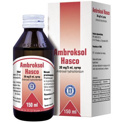 Ambroksol Hasco 30 mg/5 ml, syrop, 150 ml - PRODUKT LECZNICZY NIEREFUNDOWANY OTC