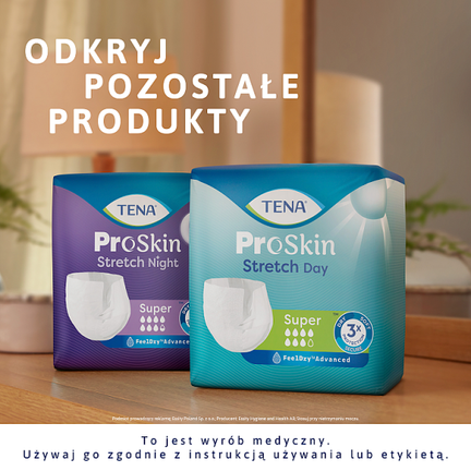 Pieluchomajtki TENA Stretch ProSkin Super Day, rozmiar M, 30 sztuk - opakowanie produktu