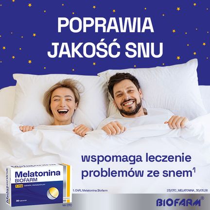 Melatonina Biofarm 5 mg, 30 tabletek  - TABLETKI