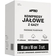 Apteo kompresy jałowe z gazy, 10 cm x 10 cm, 3 sztuki x 20 opakowań