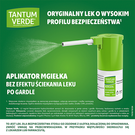 Tantum Verde 1,5 mg/ml, aerozol do stosowania w jamie ustnej i gardle, 30 ml - ANGELINI