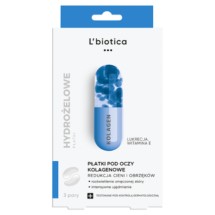 L'Biotica, kolagenowe płatki pod oczy redukcja cieni i obrzęków, 3 pary  - zdjęcie produktu