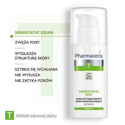 Pharmaceris T Sebostatic Day, przeciwtrądzikowy krem normalizujący SPF 20, 50 ml - 5900717142213