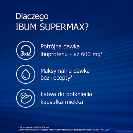 Ibum Supermax 600 mg, 20 kapsułek miękkich - PRODUKT LECZNICZY NIEREFUNDOWANY OTC