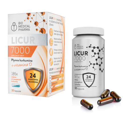 Licur 7000 D, płynna kurkumina + witamina D, 30 kapsułek  - zdjęcie produktu