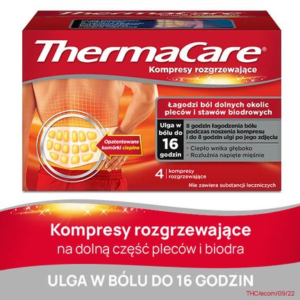 ThermaCare, kompresy rozgrzewające na okolice pleców i stawy biodrowe, 4 sztuki - WYRÓB MEDYCZNY