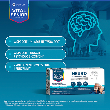 Vital Senior Neuro B-Complex + Jod, 30 tabletek - Dorosły, Senior