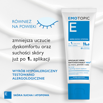 Emotopic, specjalny krem natłuszczający na twarz, powieki i ciało, 75 ml - KREM