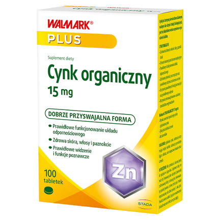 Cynk organiczny 15 mg, 100 tabletek - SUPLEMENT DIETY