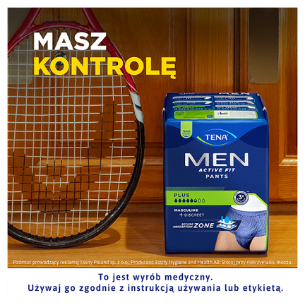 Majtki chłonne Tena Men Pants Plus, rozmiar L, 8 sztuk - PIELUCHOMAJTKI