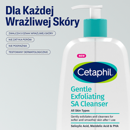 Cetaphil, łagodny złuszczający żel do mycia, z kwasem salicylowym, 236 ml - ŻEL