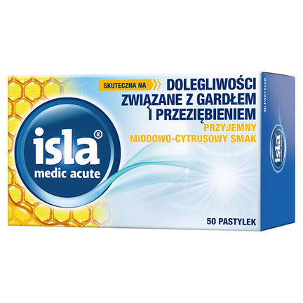 Isla Medic Acute, smak miodowo-cytrusowy, 50 pastylek do ssania - WYRÓB MEDYCZNY