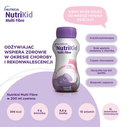 NutriKid Multi Fibre, smak czekoladowy, 200 ml - ŻYWNOŚĆ SPECJALNEGO PRZEZNACZENIA MEDYCZNEGO