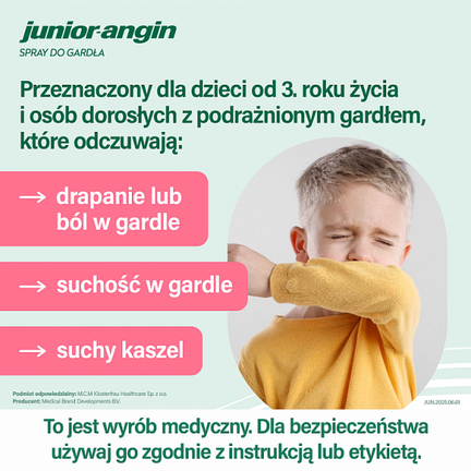 Junior-angin spray do gardła, 20 ml - Dorosły, Dziecko, Młodzież, Senior